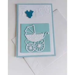 Karte zur Geburt/Taufe, Geburtskarte für einen Jungen in hellblau