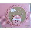 Karte zur Geburt/Taufe, Geburtskarte in rosa/weiß für ein Mädchen, mit schönem Babymotiv.