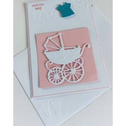 Karte zur Geburt/Taufe, Geburtskarte für ein Mädchen in rosa