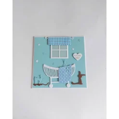 Karte zur Geburt/Taufe, Geburtskarte in hellblau/weiß für einen Jungen