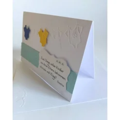 Karte zur Geburt/Taufe, Geburtskarte für einen Jungen, mit aufgeprägter Wäscheleine