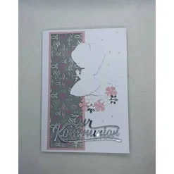 Karte zur Kommunion, Glückwunschkarte, Mädchen, Silber