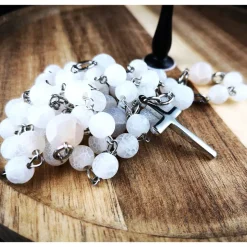 katholischer Rosenkranz, Achatperlen und Edelstahl