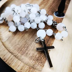 katholischer Rosenkranz, Achatperlen und Edelstahl