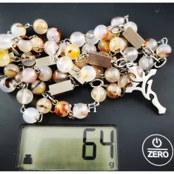 katholischer Rosenkranz, Achatperlen und Edelstahl