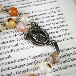 katholischer Rosenkranz, Achatperlen und Edelstahl