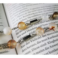 katholischer Rosenkranz, Achatperlen und Edelstahl