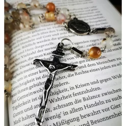 katholischer Rosenkranz, Achatperlen und Edelstahl