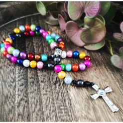 katholischer Rosenkranz, bunt, Farb- und Kreuzauswahl