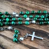 katholischer Rosenkranz, Malachitperlen und Edelstahl