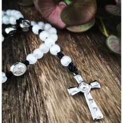 katholischer Rosenkranz, weiss,  Kreuzauswahl