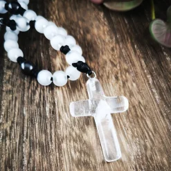 katholischer Rosenkranz, weiss,  Kreuzauswahl