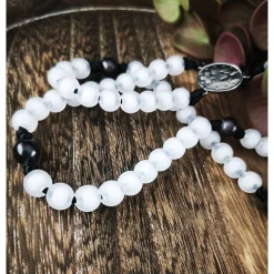 katholischer Rosenkranz, weiss,  Kreuzauswahl