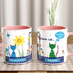 Katzensitterin Geschenk – Personalisierte Tasse mit Spruch & Lustigen Katzen – Dankeschön für Katzenmensch