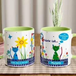 Katzensitterin Geschenk – Personalisierte Tasse mit Spruch & Lustigen Katzen – Dankeschön für Katzenmensch