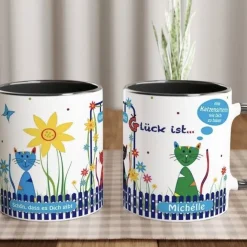 Katzensitterin Geschenk – Personalisierte Tasse mit Spruch & Lustigen Katzen – Dankeschön für Katzenmensch