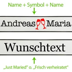 Kennzeichen Hochzeit mit Namen Deko Hochzeitsauto Hochzeitskennzeichen selbst gestalten Motiv Sekt