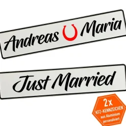 Kennzeichen Hochzeit mit Namen Deko Hochzeitsauto Hochzeitskennzeichen selbst gestalten Motiv Glück