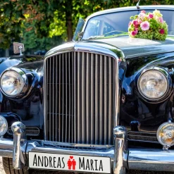 Kennzeichen Hochzeit mit Namen Deko Hochzeitsauto Hochzeitskennzeichen selbst gestalten Motiv Brautpaar
