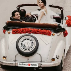 Kennzeichen Hochzeit mit Namen Deko Hochzeitsauto Hochzeitskennzeichen selbst gestalten Motiv Herzschlag