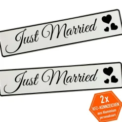 Kennzeichen zur Hochzeit Just Married Deko Hochzeitsauto Hochzeitskennzeichen Autokennzeichen Fotorequisite für Brautpaa