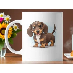 Keramiktasse Dackel Welpen – 325ml Becher für Hundeliebhaber, spülmaschinenfest & mikrowellengeeignet