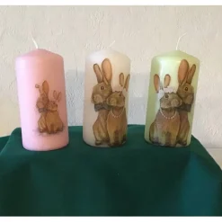 Kerze 11 cm weiß einzigartig  Geschenk  upcycling  Unikat - OSTERPAAR