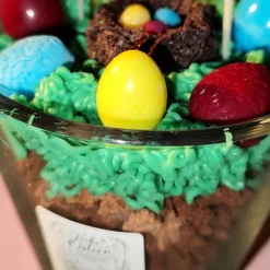 Kerze „Frohe Ostern – Osterwiese“ aus Sojawachs | Frühlingskerze mit langer Brenndauer