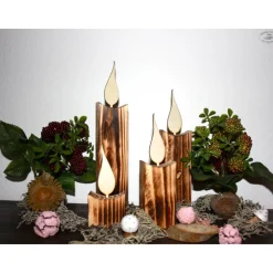 Kerzen aus Holz, rustikal geflammt, 4er-Set / Weihnachtsdeko / Holzdeko / Advent / Weihnachten