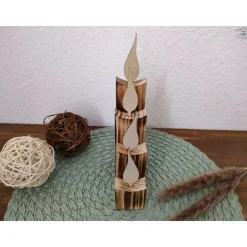 Kerzen aus Holz, rustikal geflammt, 4er-Set / Weihnachtsdeko / Holzdeko / Advent / Weihnachten