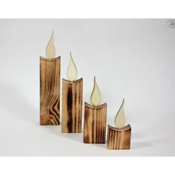 Kerzen aus Holz, rustikal geflammt, 4er-Set / Weihnachtsdeko / Holzdeko / Advent / Weihnachten