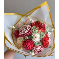 Kerzenblumenstrauß aus Sojawachs – Handgemachte Blumenkerzen – Romantische Dekoration – Geschenk für Muttertag