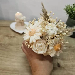 Kerzenblumenstrauß Rapswachs | Vegane Blumen Kerze in Box | Goldene Wiese | Ewiger Strauß | Geschenk für sie