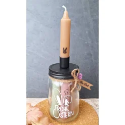 Kerzenglas ~ Schraubglas mit Kerzen ~  Glas "Frohe Ostern" ~ Kerzenhalter Ostern ~ Frühling Deko