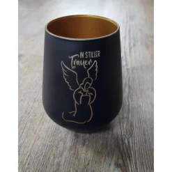 Kerzenglas / Windlicht / Trauer / In stiller Trauer / Engel / Schwarz