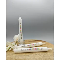 Kerzengrüße "Danke für die kunterbunte Zeit" | Stabkerze | Kindergartenabschied