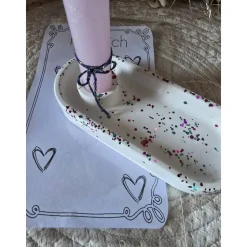 Kerzenhalter aus Raysin mit Konfetti-Effekt – Geschenkidee „Für dich“ mit Stabkerze