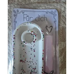 Kerzenhalter aus Raysin mit Konfetti-Effekt – Geschenkidee „Für dich“ mit Stabkerze