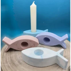 Kerzenhalter Fisch aus Raysin in Pastell – Einzigartige Deko & sanftes Licht