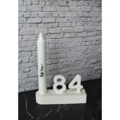 Kerzenhalter Gips mit Einschub-Zahlen 0-9, Geburtstag