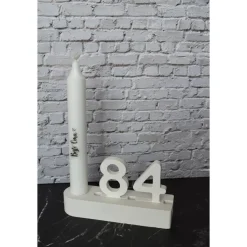 Kerzenhalter Gips mit Einschub-Zahlen 0-9, Geburtstag