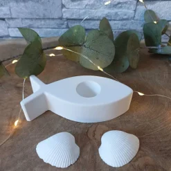 Kerzenhalter Kommunion aus Raysin – Handgefertigt mit Fisch Symbol, perfekt für Stabkerzen & festliche Anlässe