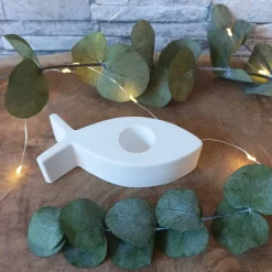 Kerzenhalter Kommunion aus Raysin – Handgefertigt mit Fisch Symbol, perfekt für Stabkerzen & festliche Anlässe