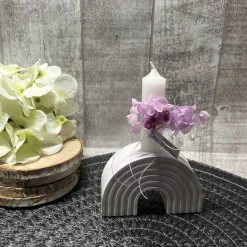 Kerzenhalter Regenbogen „Schön dass du da bist“ Baby Geburt Kerzen Dekoration Deko Geschenk Geschenkidee Handmade