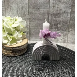 Kerzenhalter Regenbogen „Schön dass du da bist“ Baby Geburt Kerzen Dekoration Deko Geschenk Geschenkidee Handmade