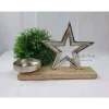 Kerzenhalter Stern aus Metall und Mangoholz