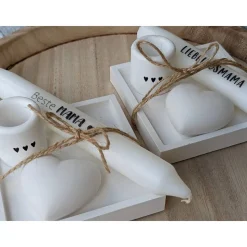 Kerzenschale mit Kerzenständer, Kerze und Herz, Muttertag, Geschenk