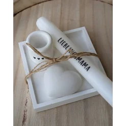 Kerzenschale mit Kerzenständer, Kerze und Herz, Muttertag, Geschenk