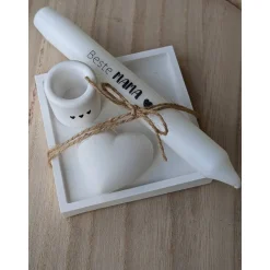 Kerzenschale mit Kerzenständer, Kerze und Herz, Muttertag, Geschenk