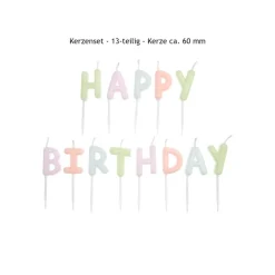 Kerzen-Set Happy Birthday für Geburtstagskuchen